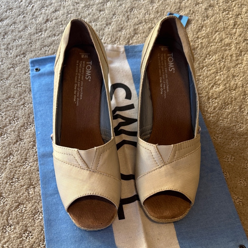 TOMS Women's Ivory Grosgrain Wedges- wedding shoes